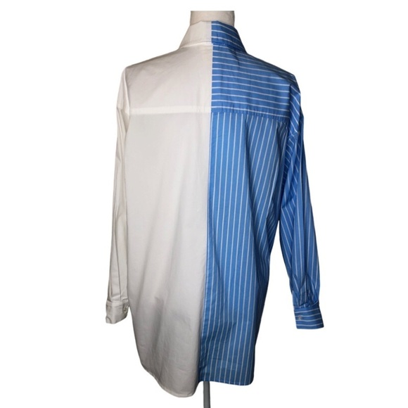 Fantastic Fawn Color Block Collared Button-down Shirt Oversized Striped Small - Picture 3 of 14